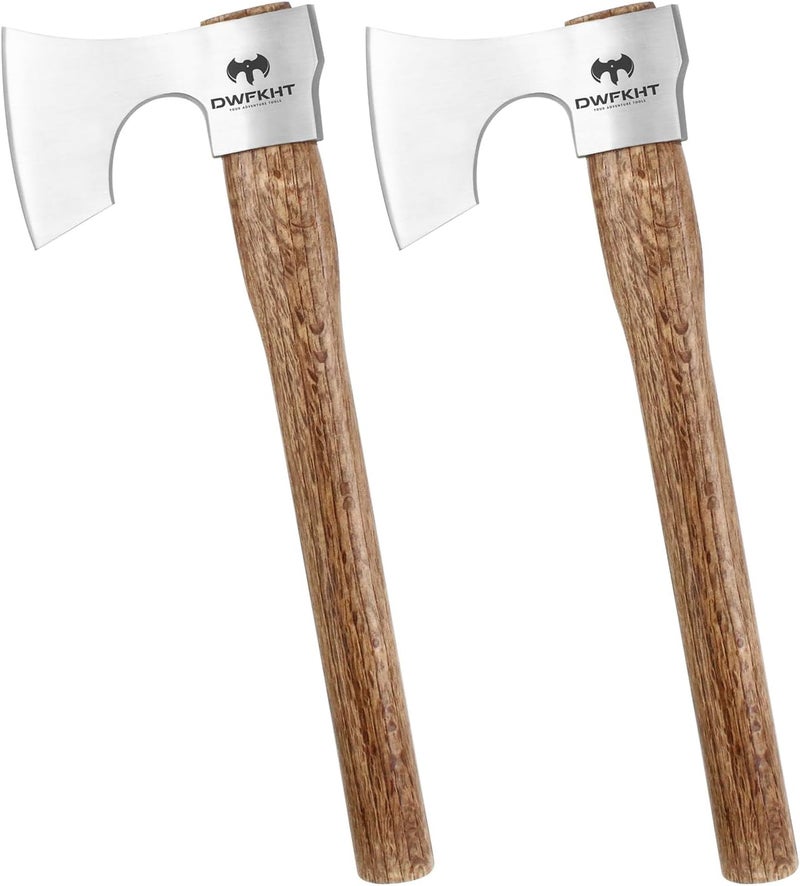 DWFKHT 16.5" Throwing Axe, 2 Pack Throwing Axe Set with 1065 High Carbon Steel & Beech Wood Handle, Perfect for Axe Throwing Games, Competition and Recreation, Ideal Gift for Men (Silver Gray) - Image 1